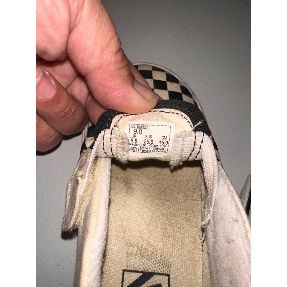 Vans Toddler Classic Slip-On Checkerboard Black White Sneakers Size 9.0 US - Picture 4 of 4